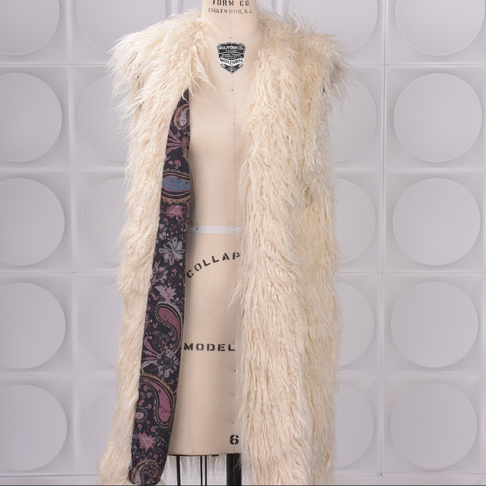 Free People Faux Fur Vest | White | Sz M |